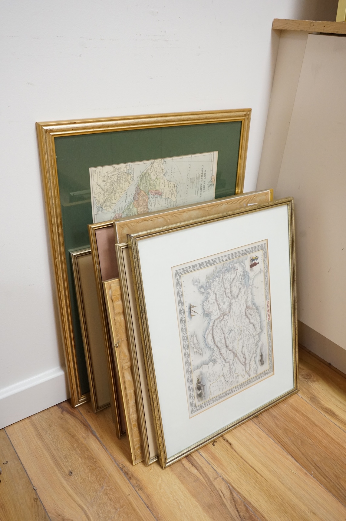 Twelve antique and later maps, to include Northern Africa from John Tallis's Illustrated Atlas published 1851, Natal and Kaffrari from the same atlas and one of Asia Minor, drawn and engraved by J. Rapkin